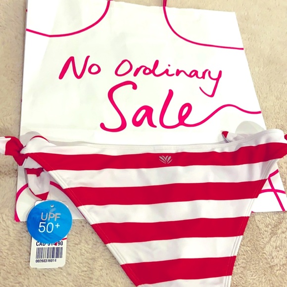 NEW FOREVER 21 Red & White Striped Bikini Bottom - Picture 6 of 9